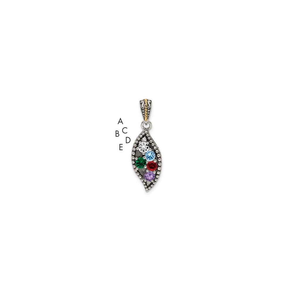 Antique finish;Sterling silver;Diamond;Prong set;14K Gold Accent