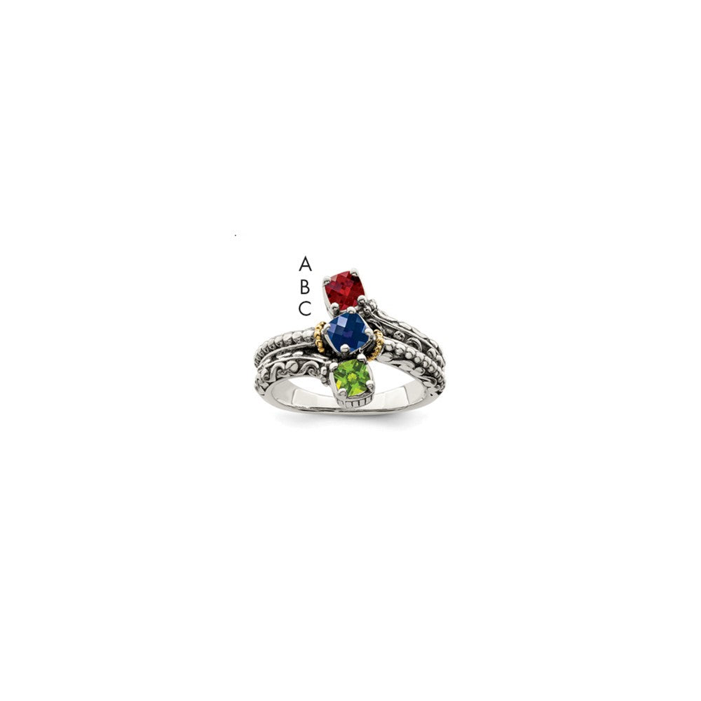 Antique finish;Sterling silver;Prong set;14K Gold Accent