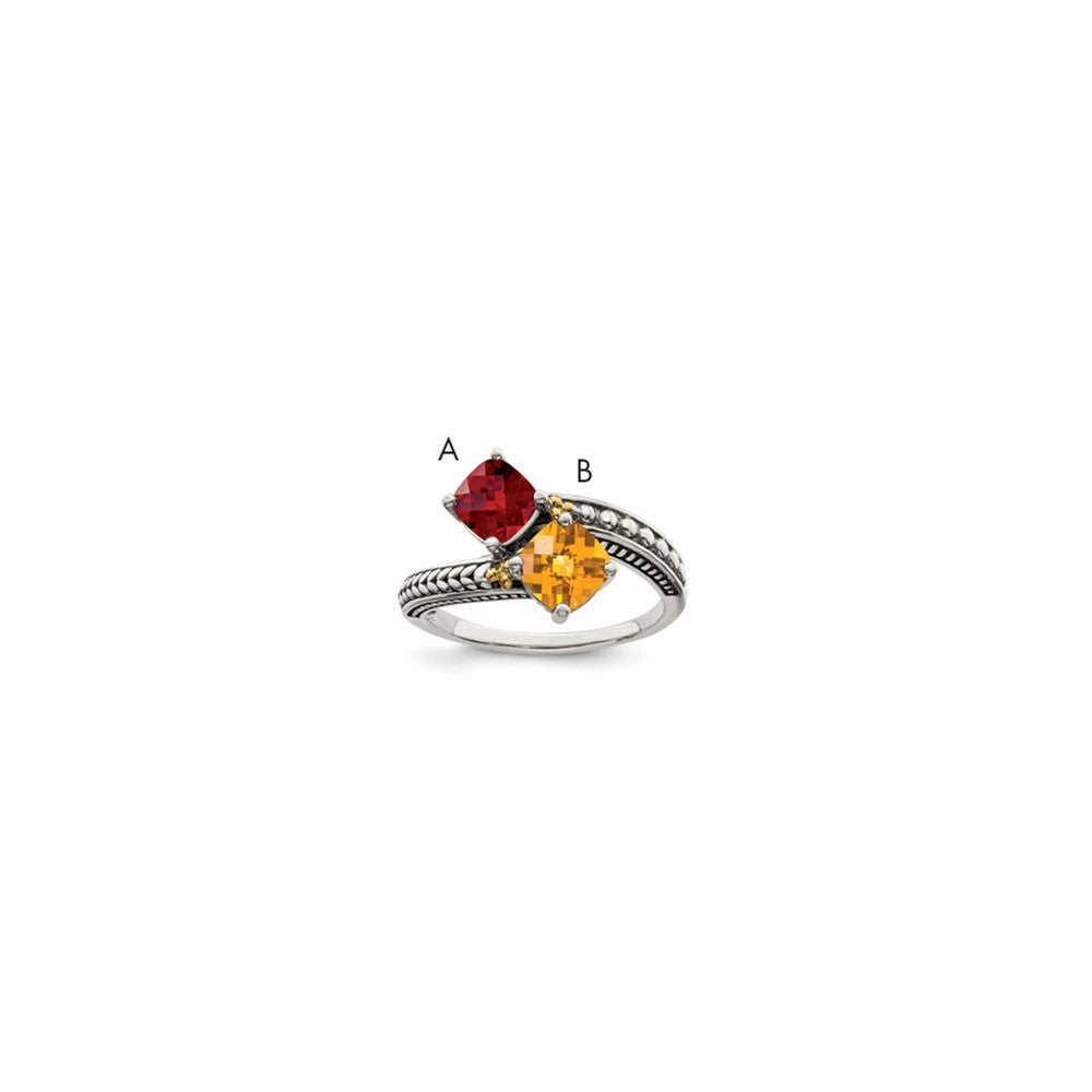 Antique finish;Sterling silver;Prong set;14K Gold Accent