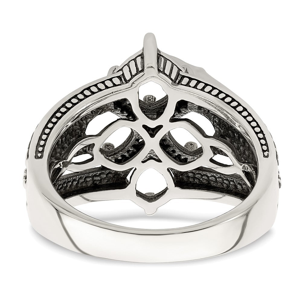 Sterling Silver Antiqued w/14k 4-stone Mother's Ring Mounting