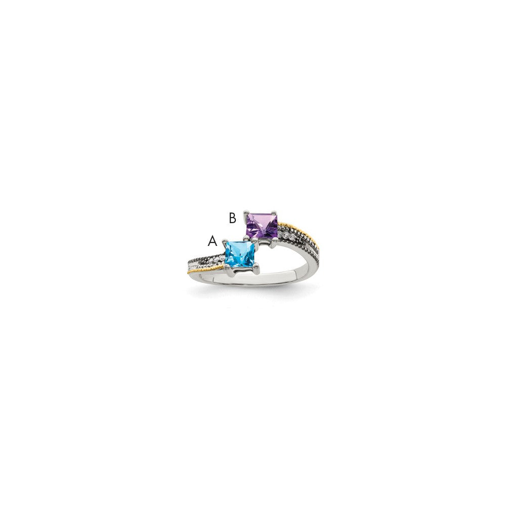 Antique finish;Sterling silver;Diamond;Prong set;14K Gold Accent