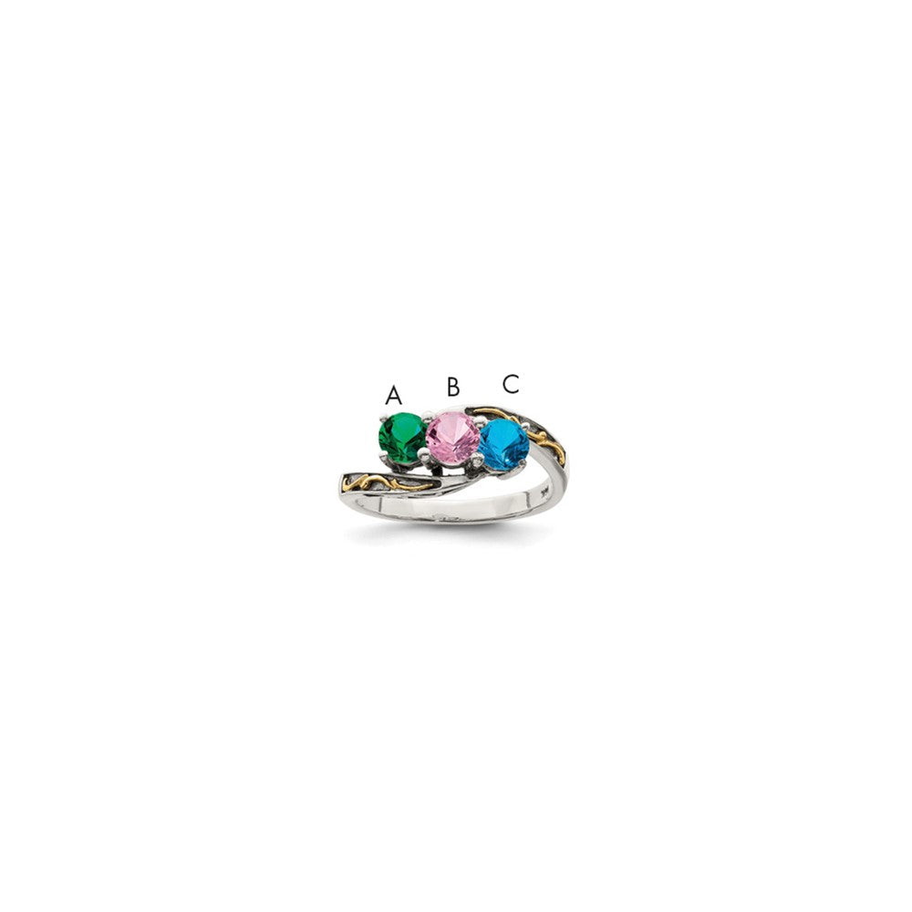 Antique finish;Sterling silver;Prong set;14K Gold Accent