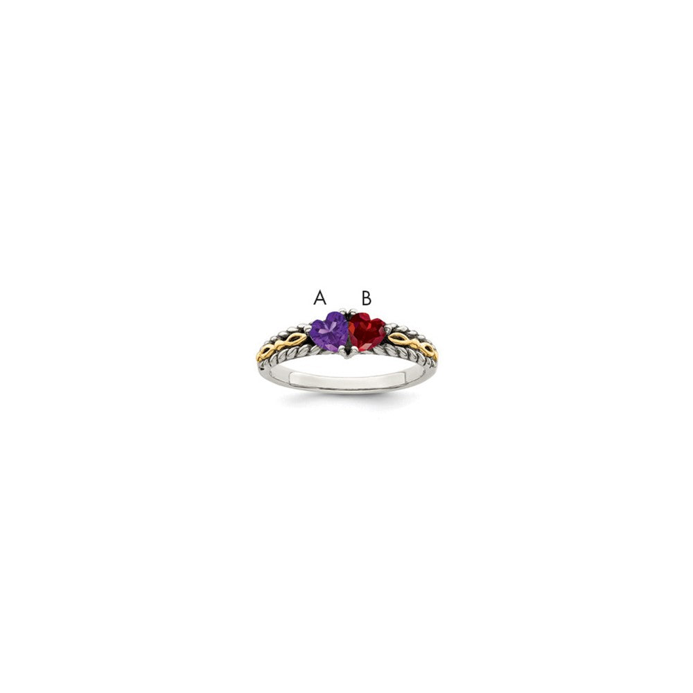 Antique finish;Sterling silver;Prong set;14K Gold Accent