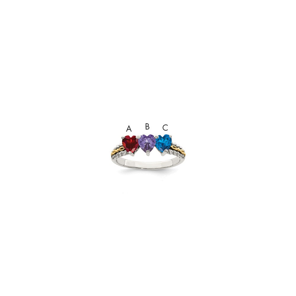 Antique finish;Sterling silver;Prong set;14K Gold Accent