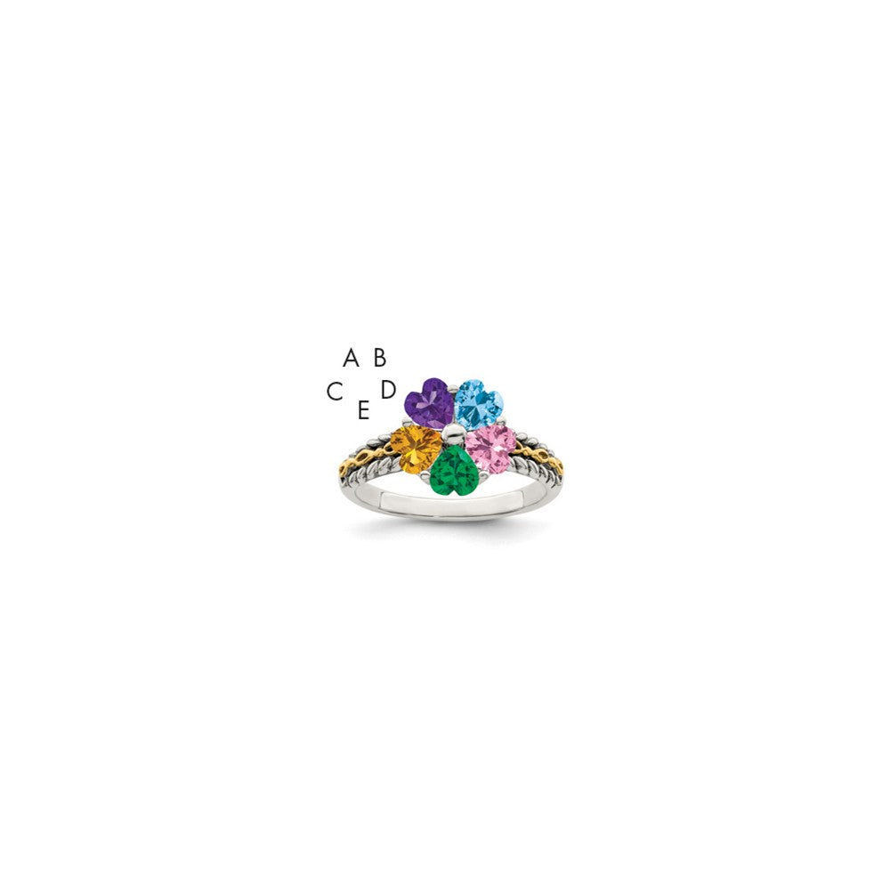 Antique finish;Sterling silver;Prong set;14K Gold Accent