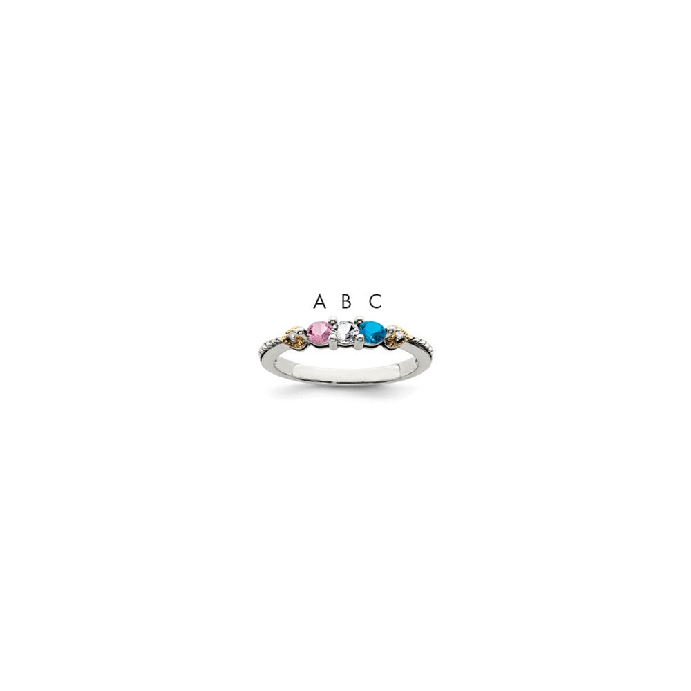 Antique finish;Sterling silver;Diamond;Prong set;14K Gold Accent
