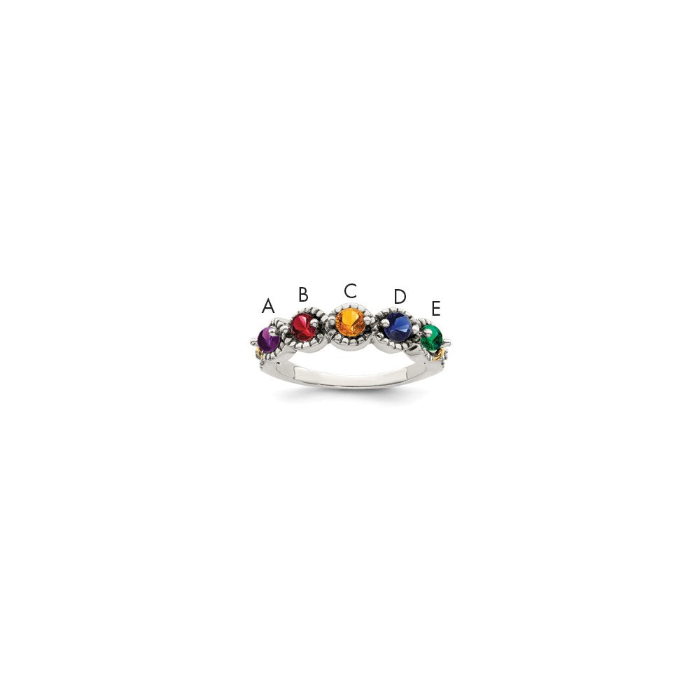 Antique finish;Sterling silver;Diamond;Prong set;14K Gold Accent