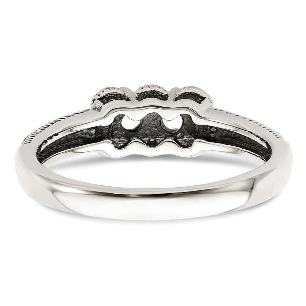 Sterling Silver Antiqued w/14k 2-stone w/Diamond Mother's Ring Semi-Mount
