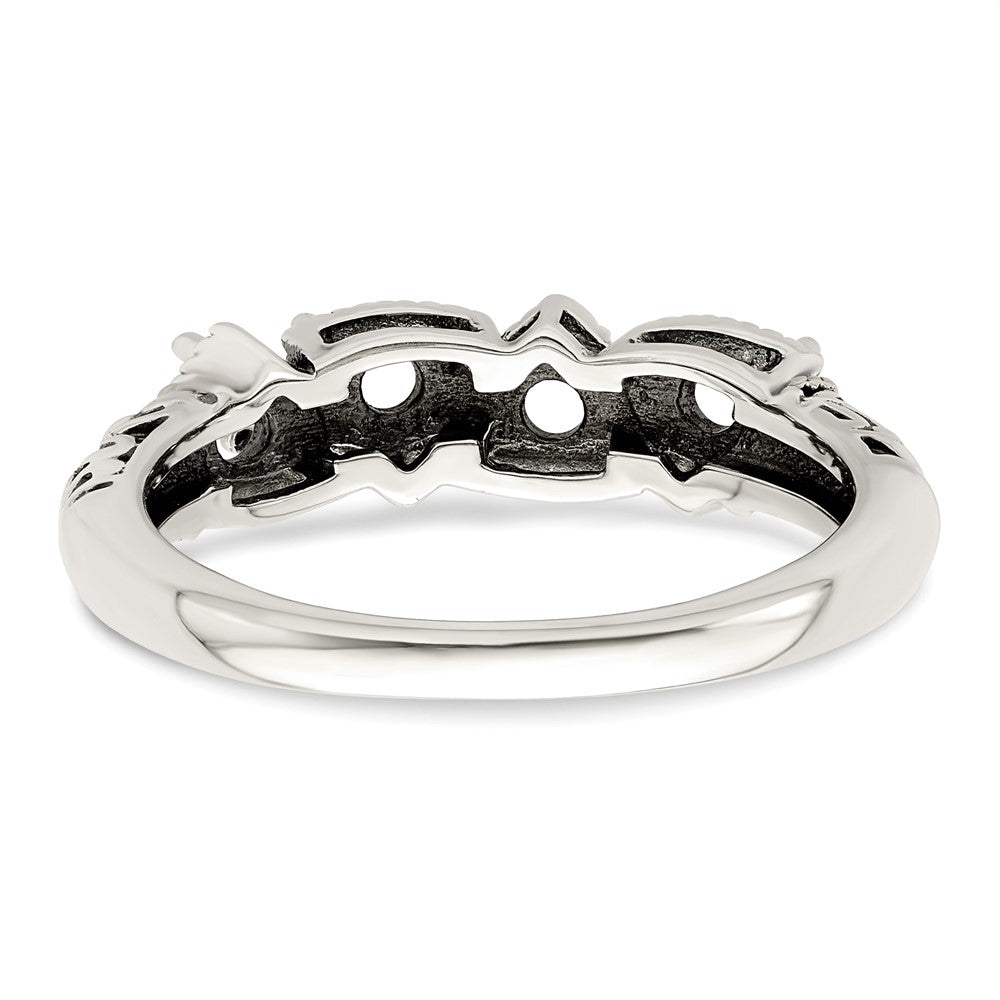 Sterling Silver Antiqued w/14k 4-stone Mother's Ring Mounting