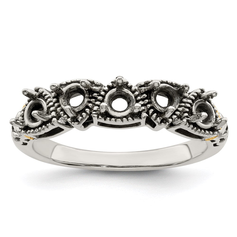 Sterling Silver Antiqued w/14k 5-stone Mother's Ring Mounting