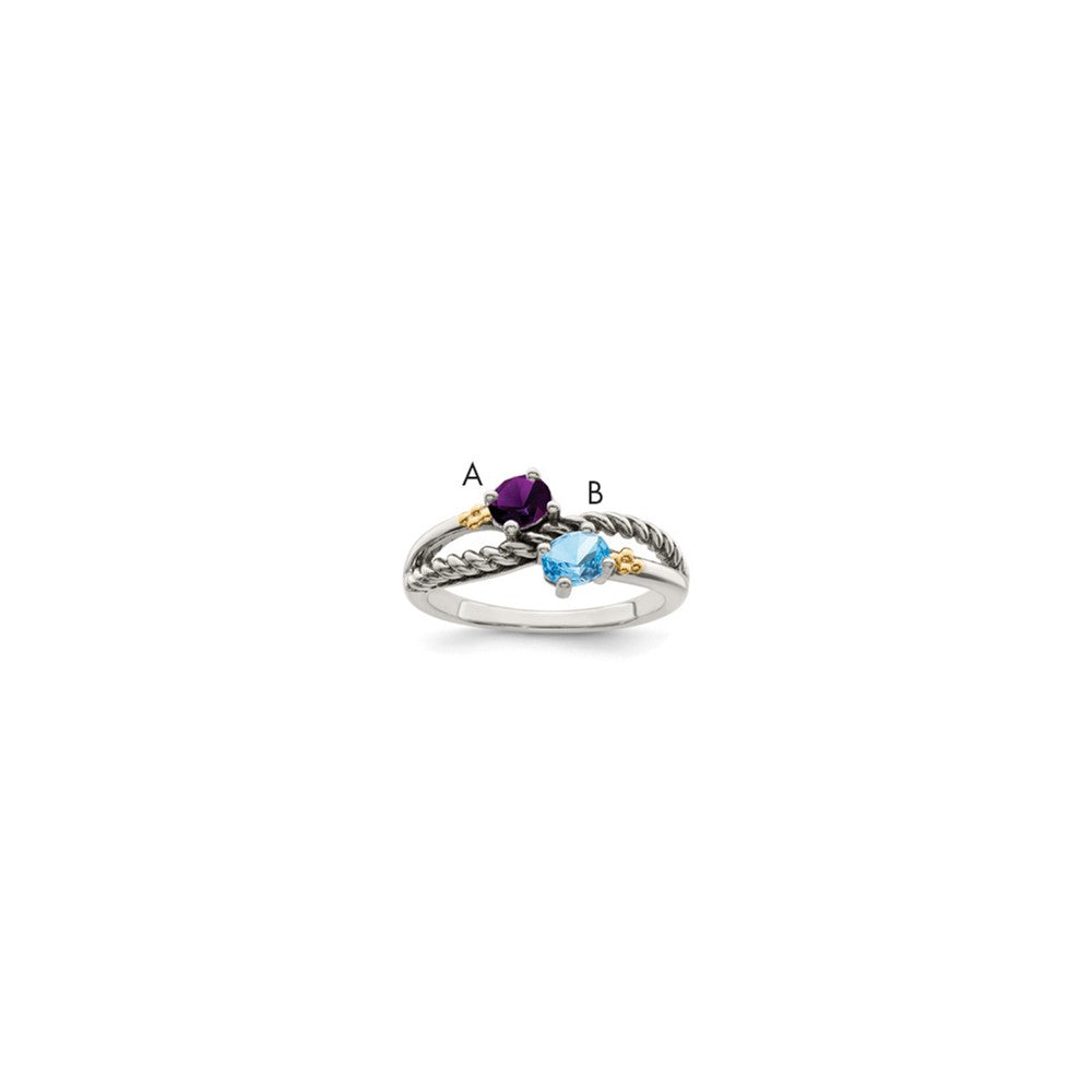 Antique finish;Sterling silver;Diamond;Prong set;14K Gold Accent