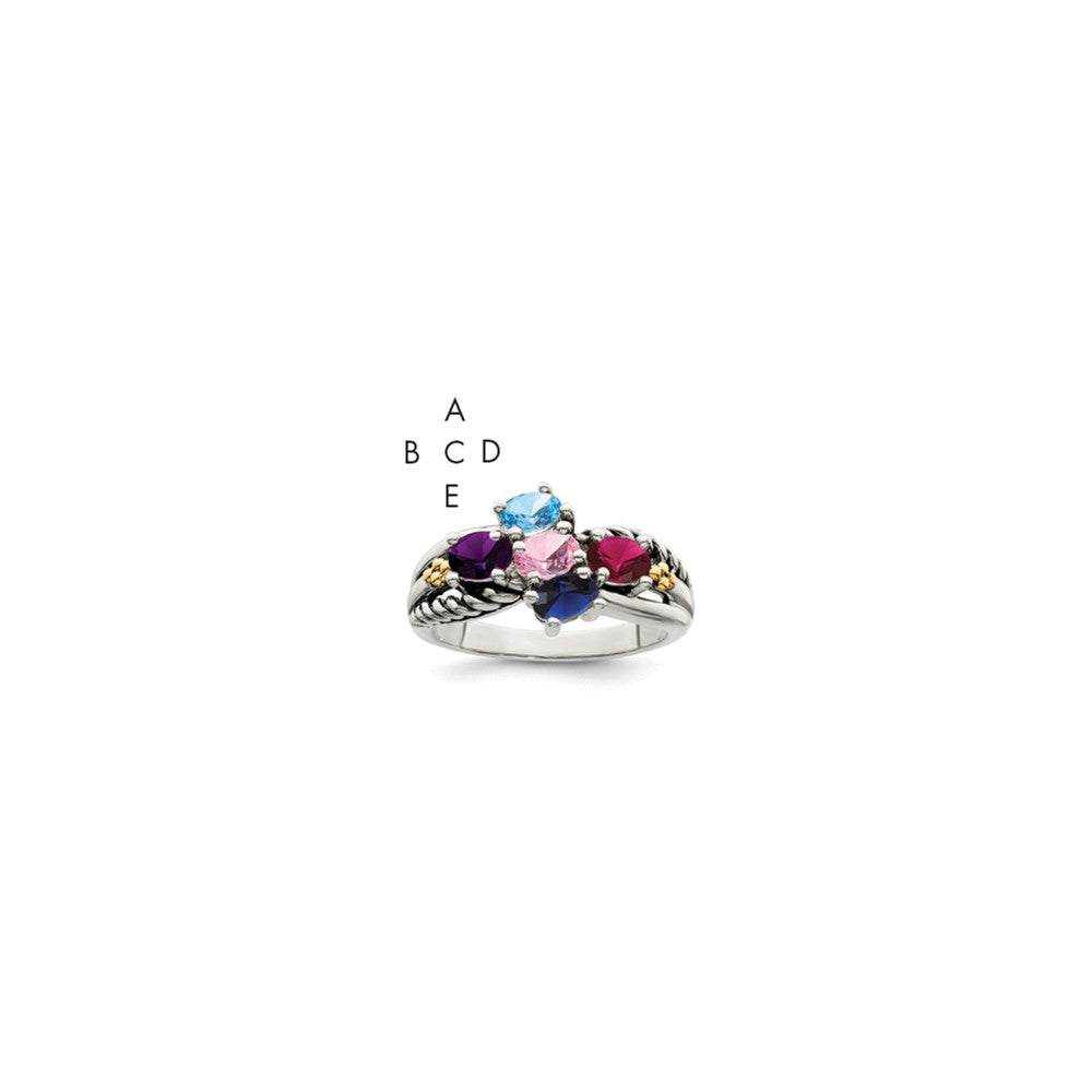 Antique finish;Sterling silver;Prong set;14K Gold Accent