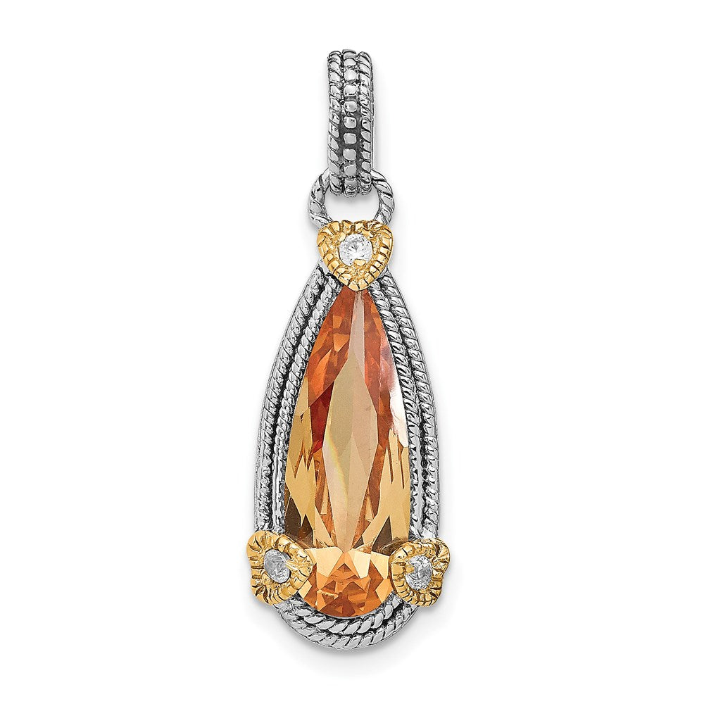 Polished;Sterling silver;CZ;Rhodium-plated;Vermeil