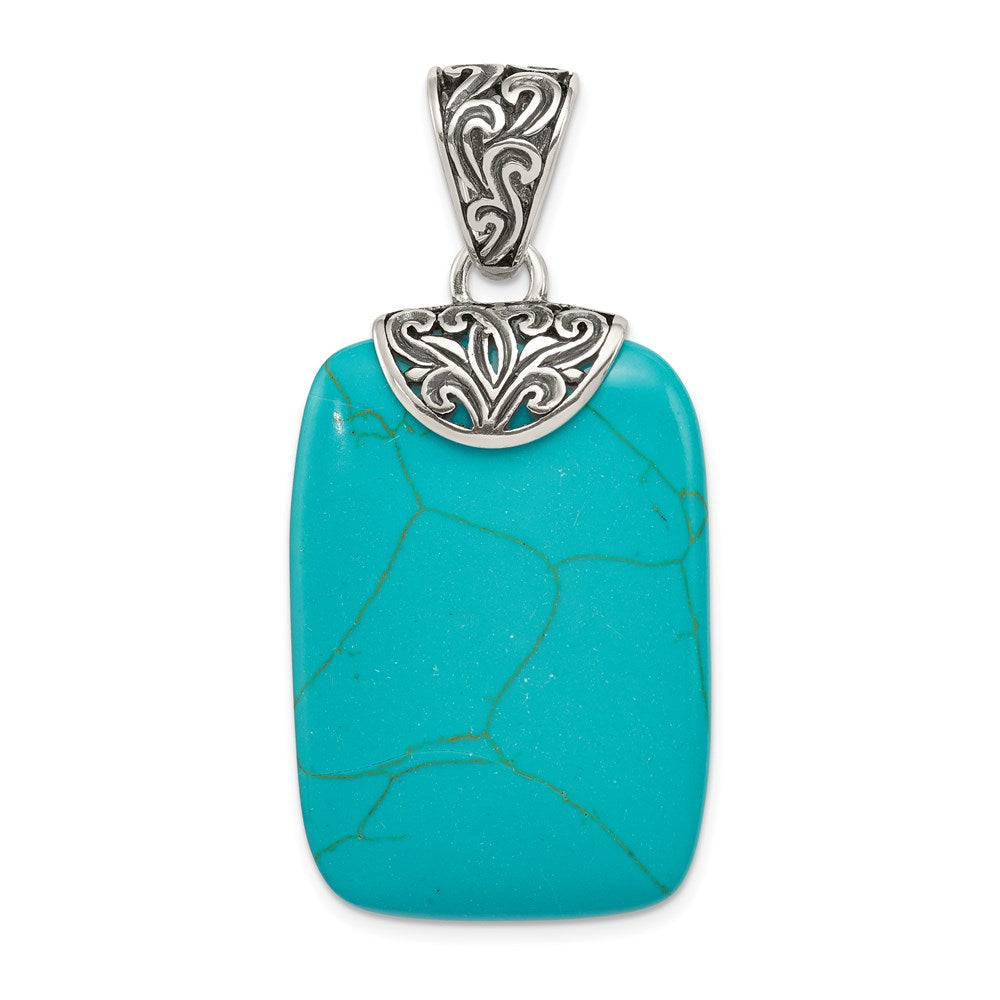 Polished;Sterling silver;Turquoise;Antiqued