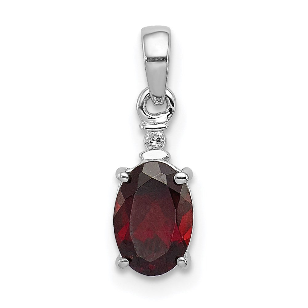 Polished;Sterling silver;Diamond;Garnet;Rhodium-plated
