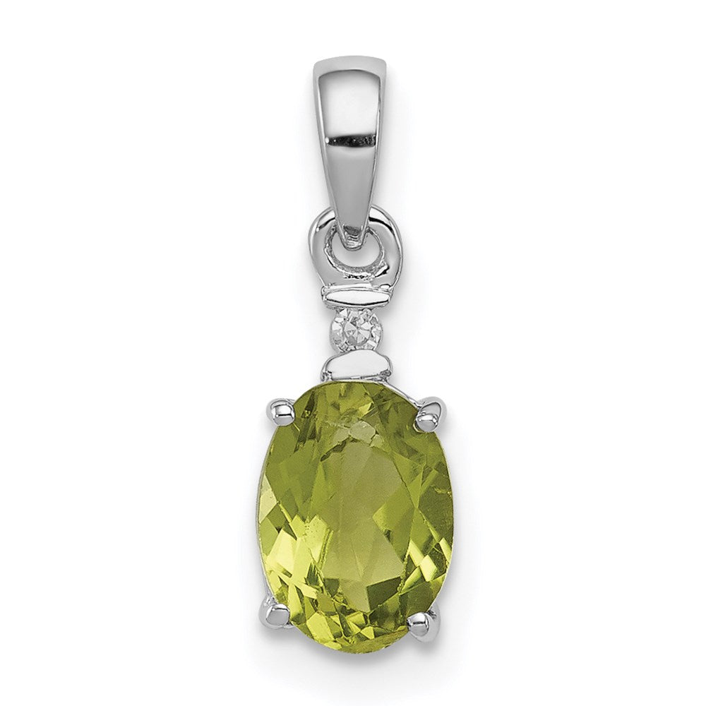 Polished;Open back;Genuine;Sterling silver;Diamond;Peridot;Prong set