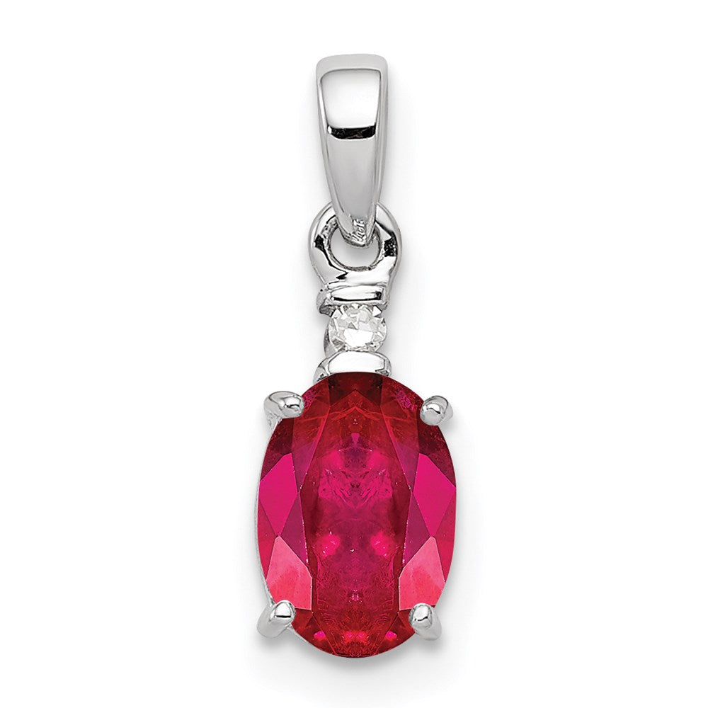 Polished;Sterling silver;Diamond;Ruby;Rhodium-plated