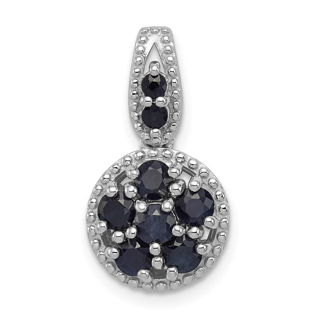 Polished;Sterling silver;Sapphire;Rhodium-plated;Chain slide