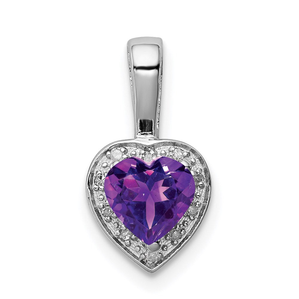 Polished;Open back;Genuine;Sterling silver;Amethyst;Diamond;Prong set;Fits up to 2mm