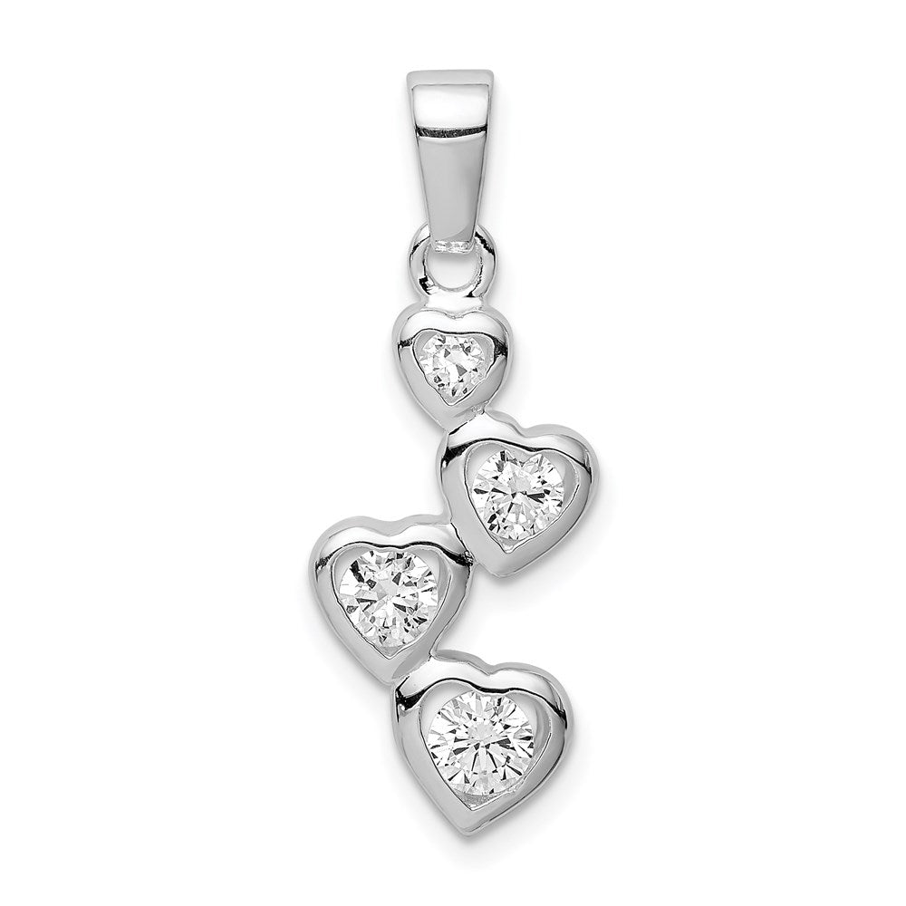Solid;Casted;Open back;Sterling silver;CZ;Rhodium-plated