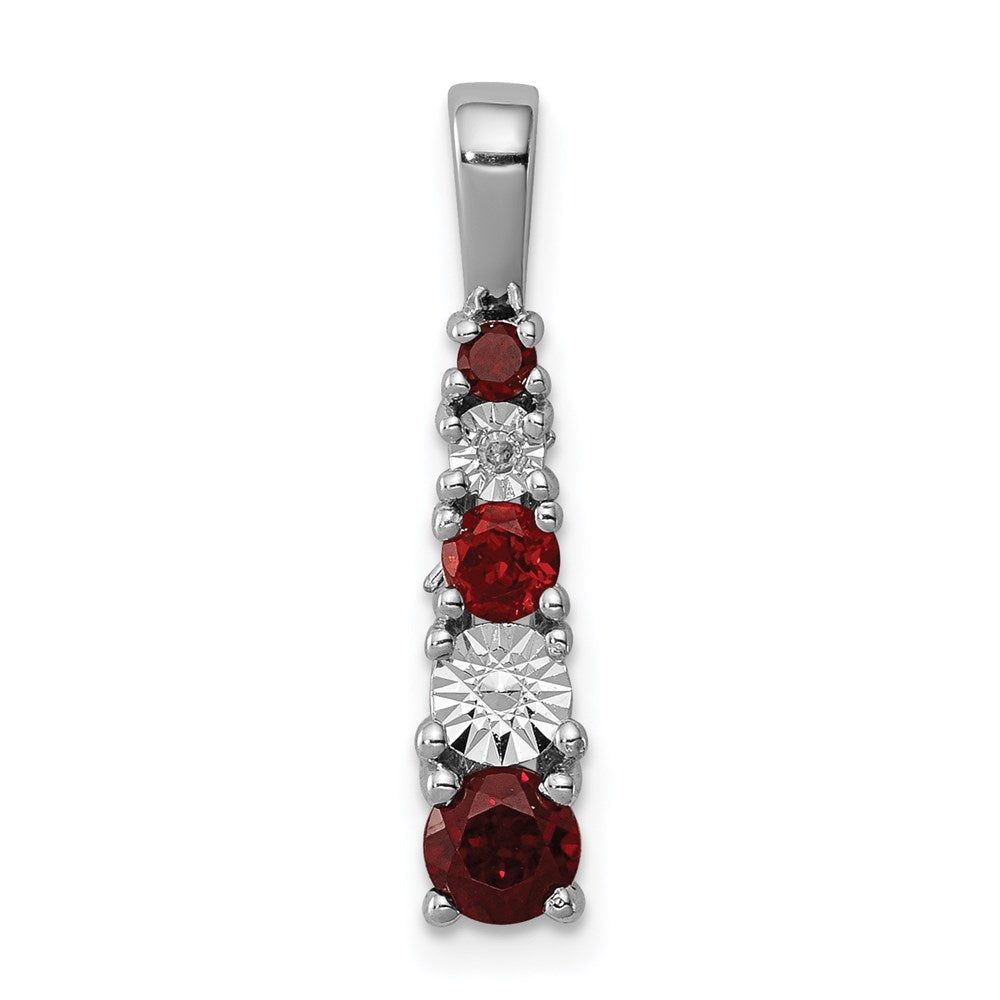 Polished;Open back;Genuine;Sterling silver;Diamond;Garnet;Prong set