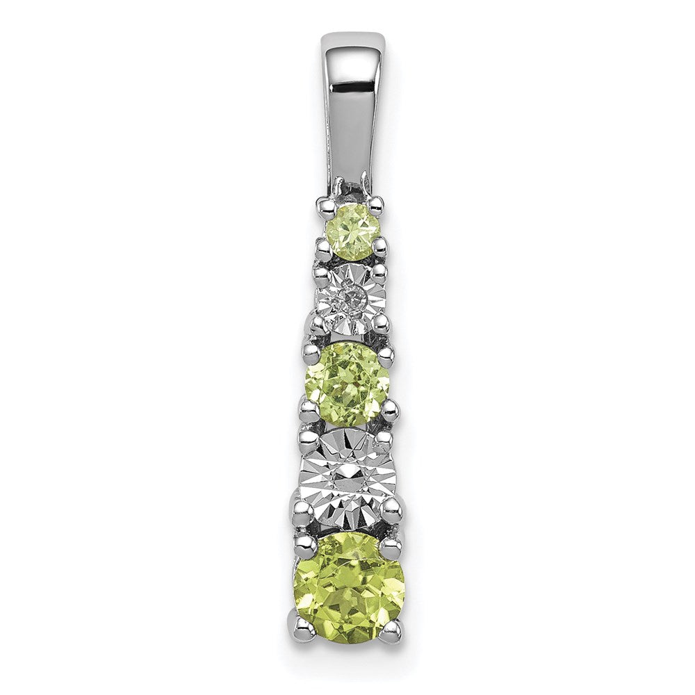 Polished;Open back;Genuine;Sterling silver;Diamond;Peridot;Prong set;Chain slide