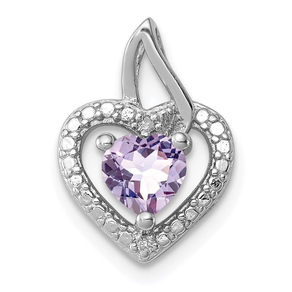 Polished;Open back;Genuine;Sterling silver;Diamond;Quartz;Rhodium-plated;Chain slide