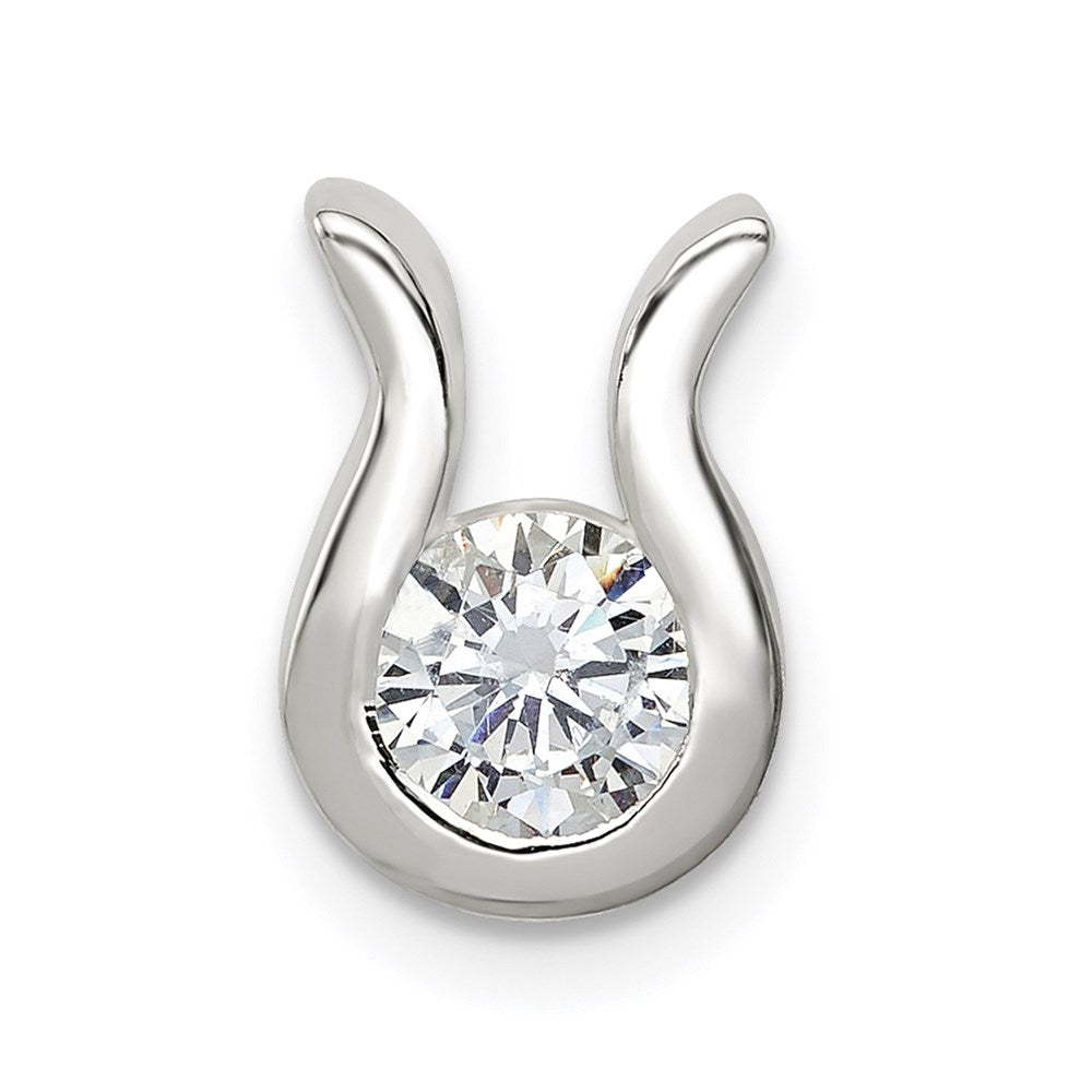 Solid;Casted;Sterling silver;CZ;Chain slide