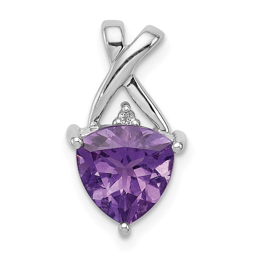 Polished;Open back;Genuine;Sterling silver;Amethyst;Prong set;White topaz;Chain slide