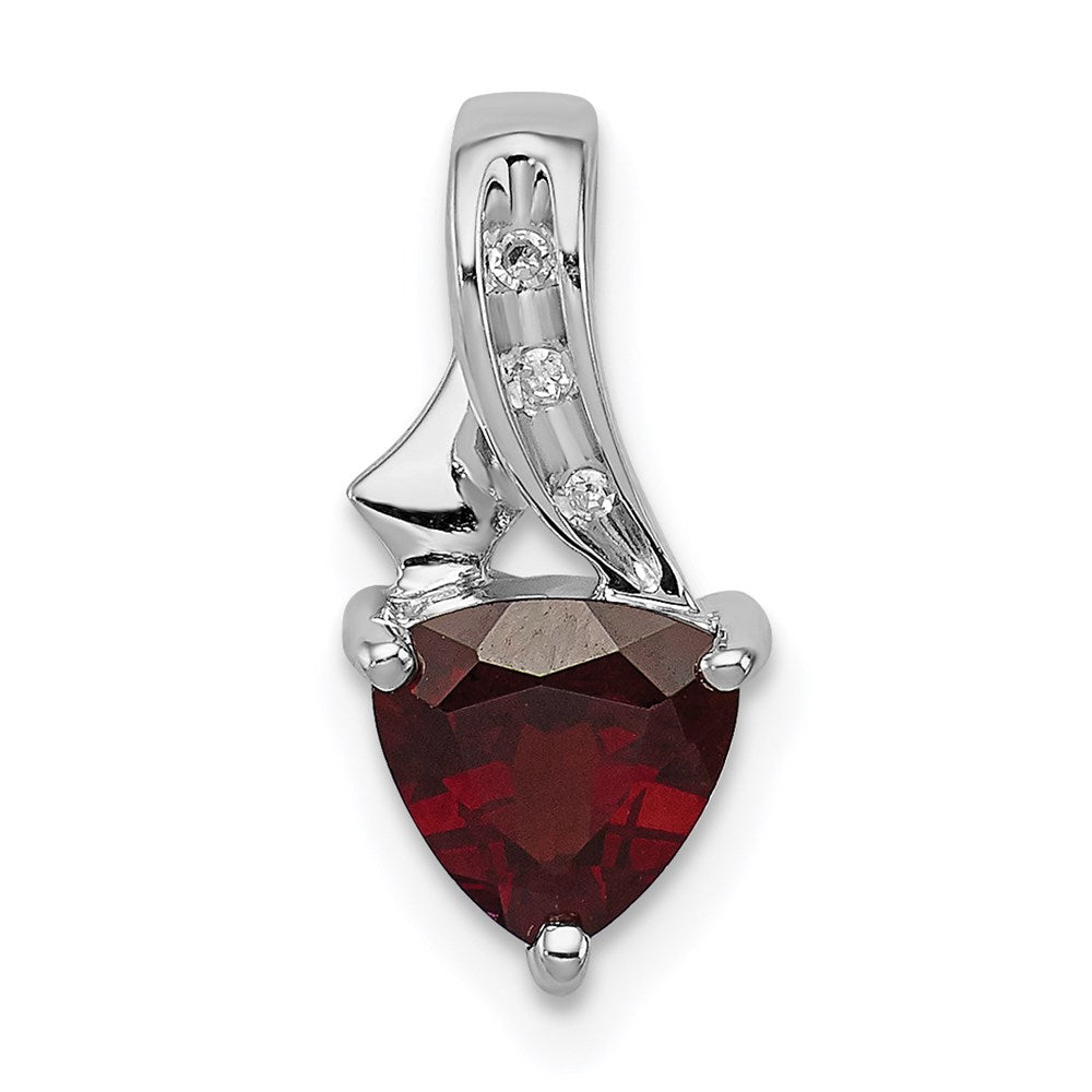 Polished;Open back;Genuine;Sterling silver;Diamond;Garnet;Prong set