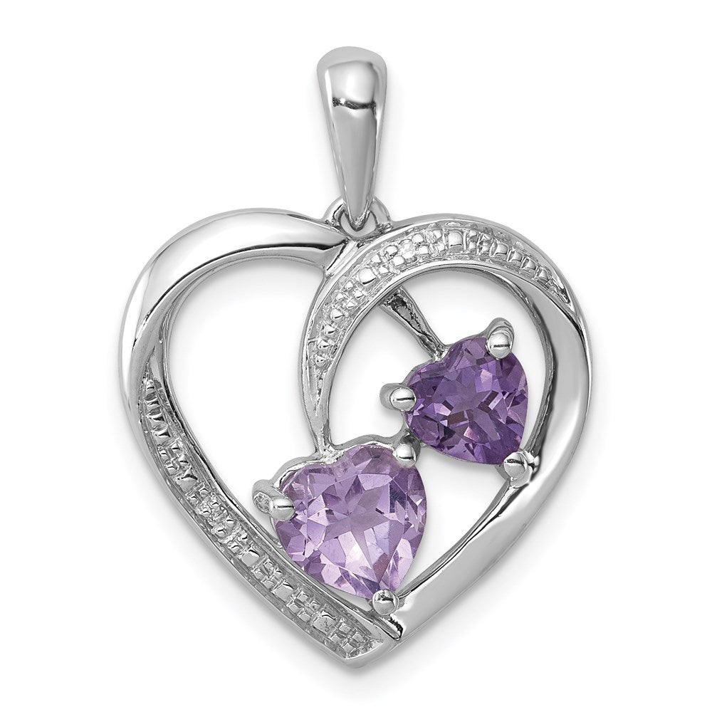 Polished;Open back;Genuine;Sterling silver;Amethyst;Diamond;Pink quartz;Prong set