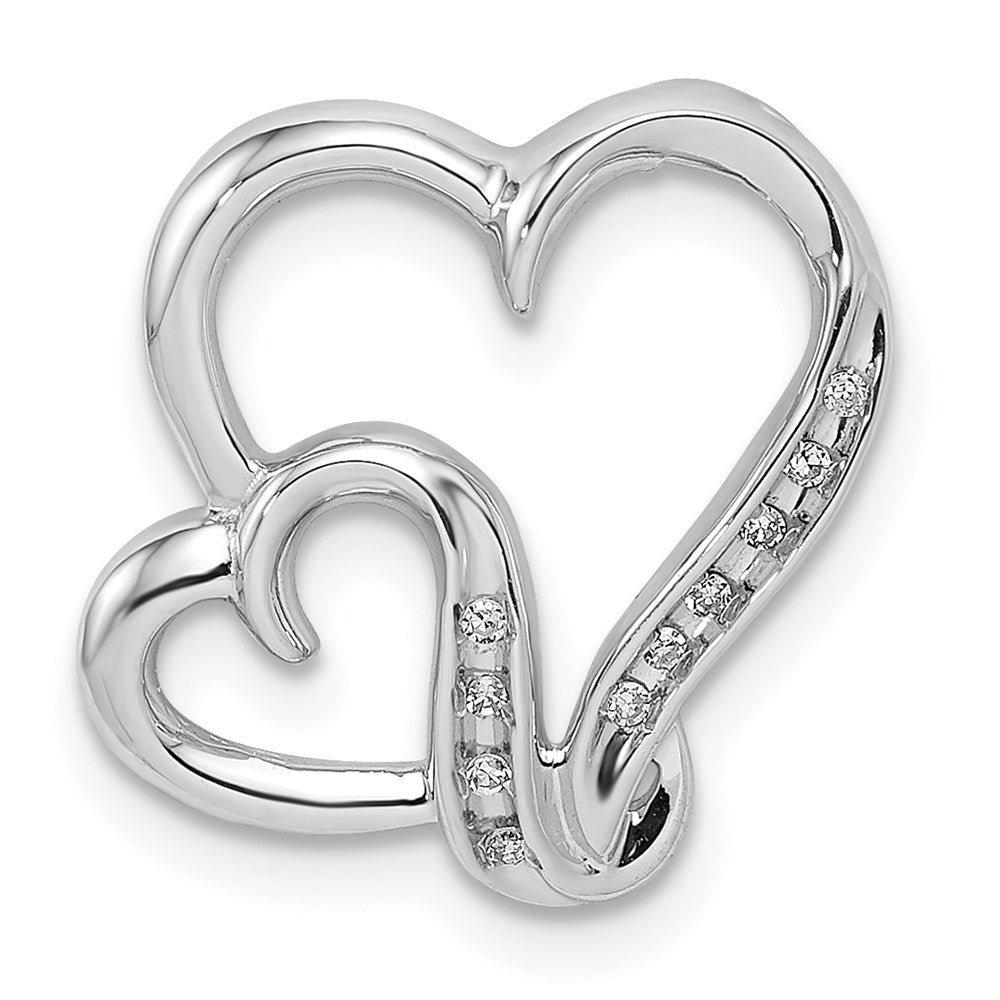 Polished;Sterling silver;Diamond;Rhodium-plated;Chain slide