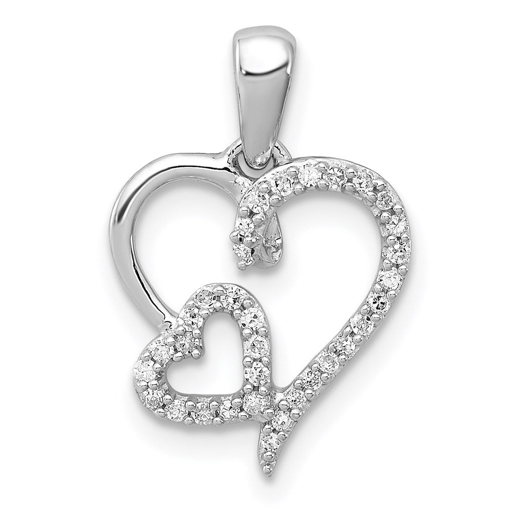 Polished;Sterling silver;Diamond;Rhodium-plated;Heart