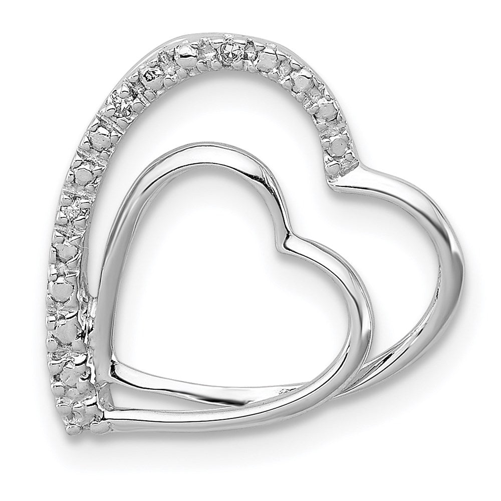 Polished;Sterling silver;Diamond;Rhodium-plated;Chain slide