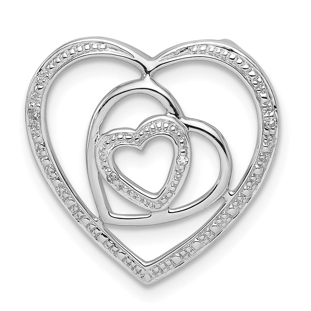 Polished;Sterling silver;Diamond;Rhodium-plated;Chain slide