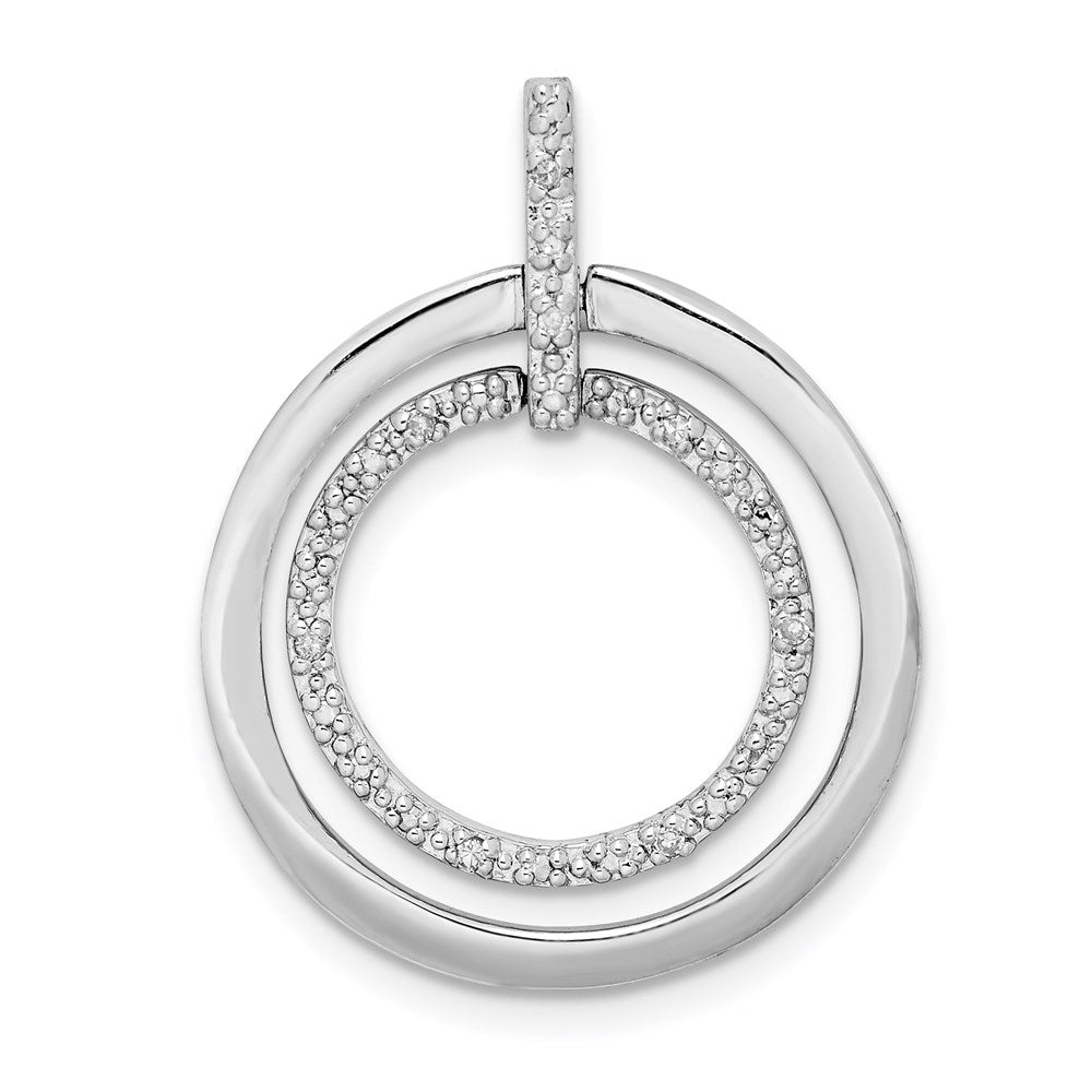 Polished;Sterling silver;Diamond;Rhodium-plated;Chain slide;Decorative bail