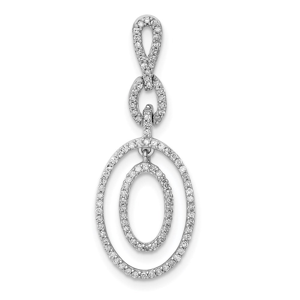 Polished;Sterling silver;Diamond;Rhodium-plated;Chain slide;Hidden bail;Decorative bail