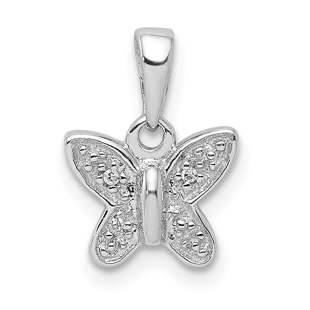 Polished;Sterling silver;Diamond;Rhodium-plated