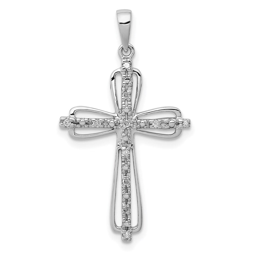 Polished;Sterling silver;Diamond;Rhodium-plated