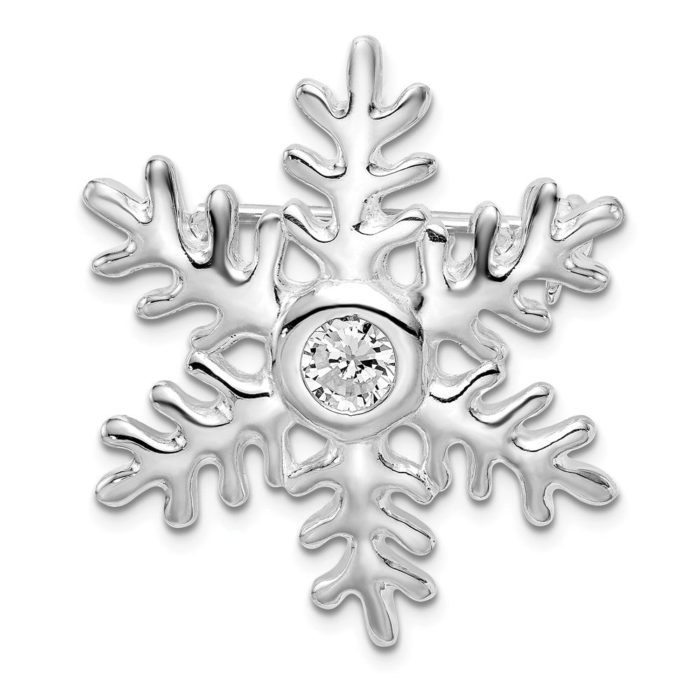 Polished;Sterling silver;CZ;Rhodium-plated
