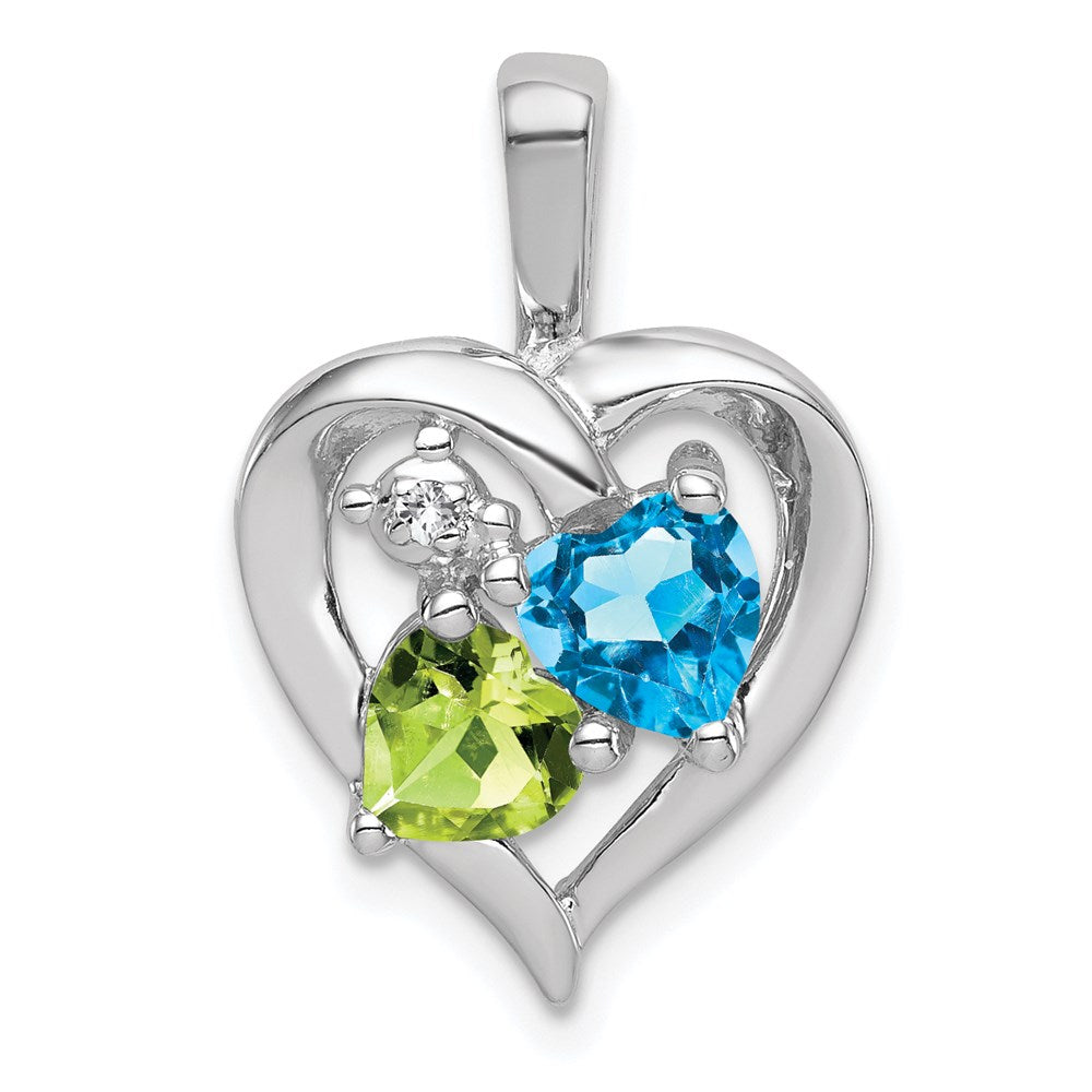 Polished;Open back;Genuine;Sterling silver;Diamond;Peridot;Prong set;Blue Topaz;Chain slide