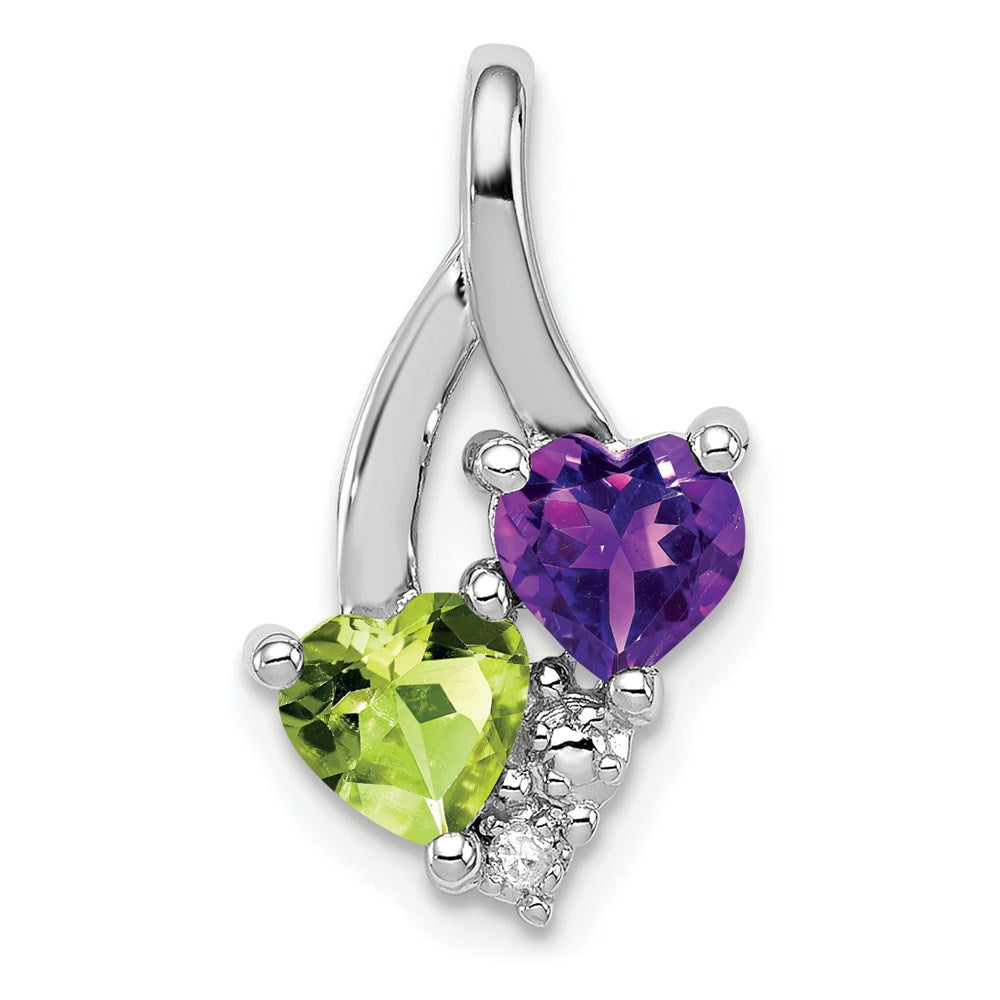Polished;Open back;Genuine;Sterling silver;Amethyst;Diamond;Peridot;Prong set;Fits up to 2mm