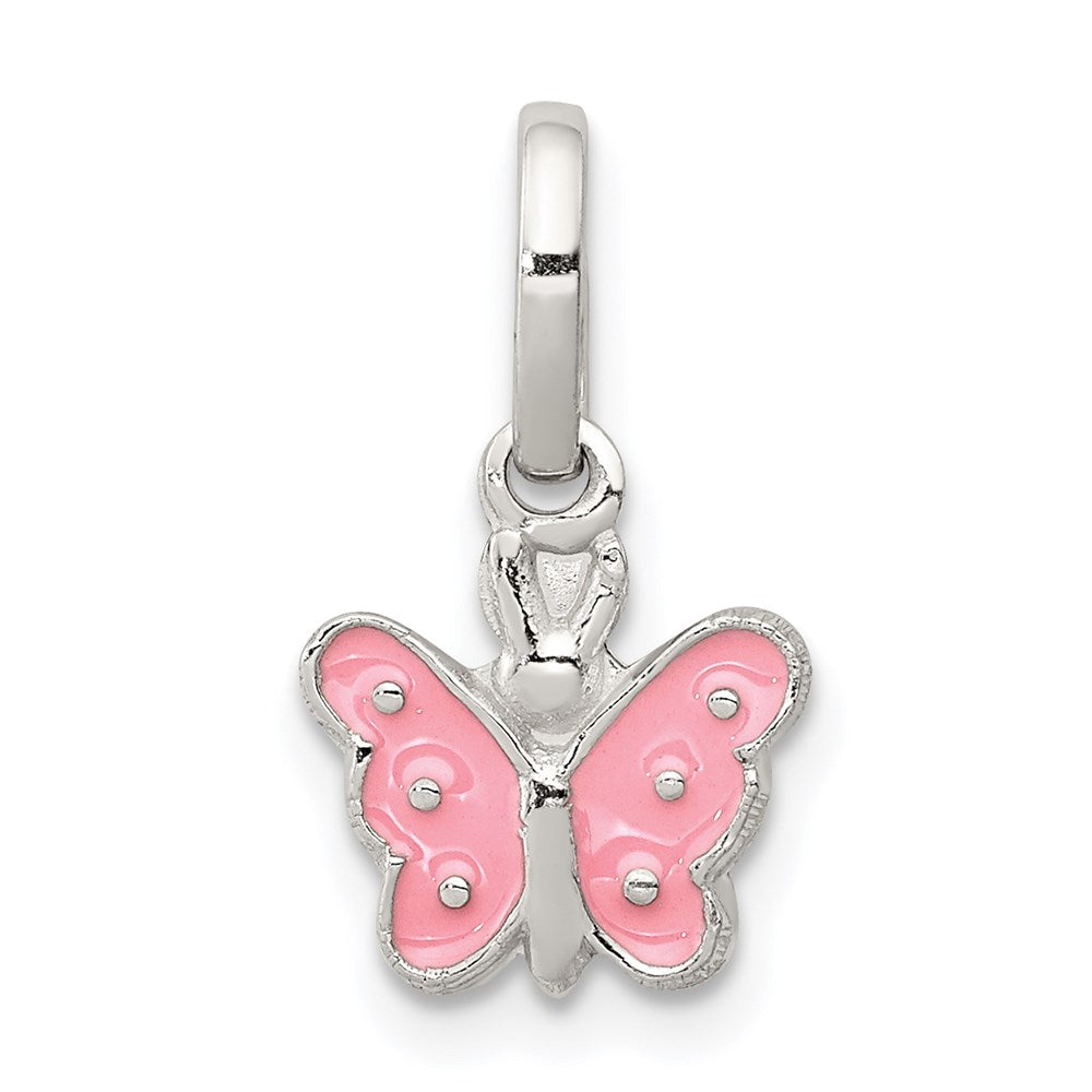 Polished;Enamel;Sterling silver;Rhodium-plated
