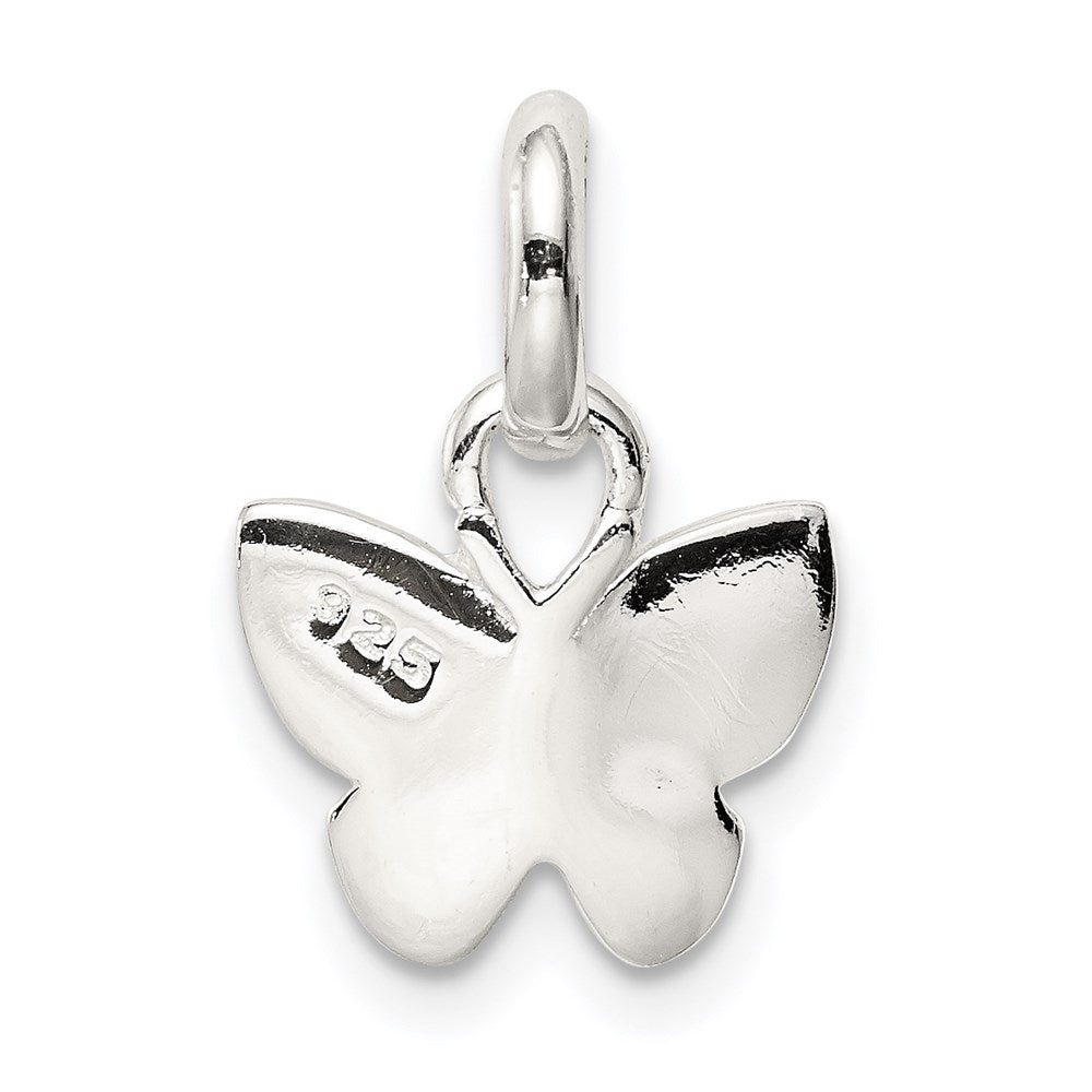 Sterling Silver Polished Pink/Orange Enamel Butterfly Children's Pendant