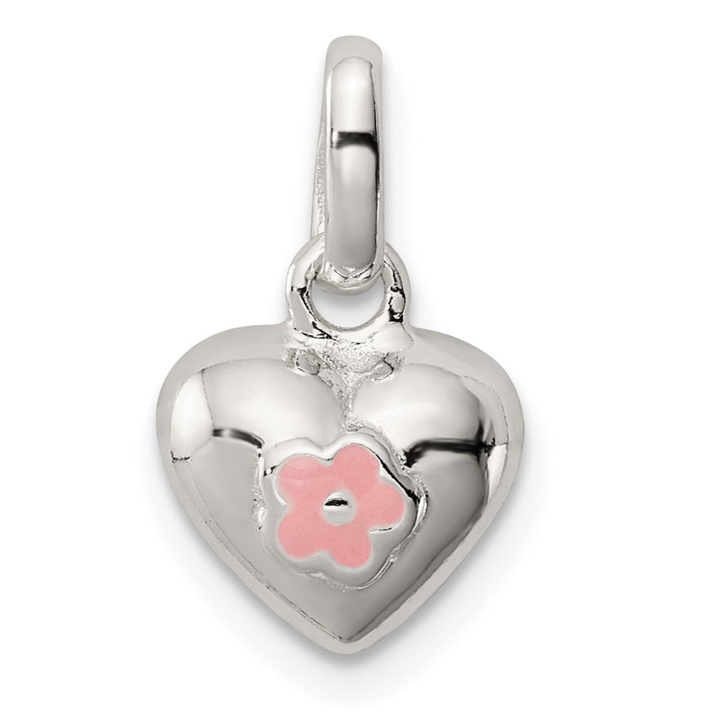 Polished;3-D;Hollow;Sterling silver;Dangle;Pink Enamel