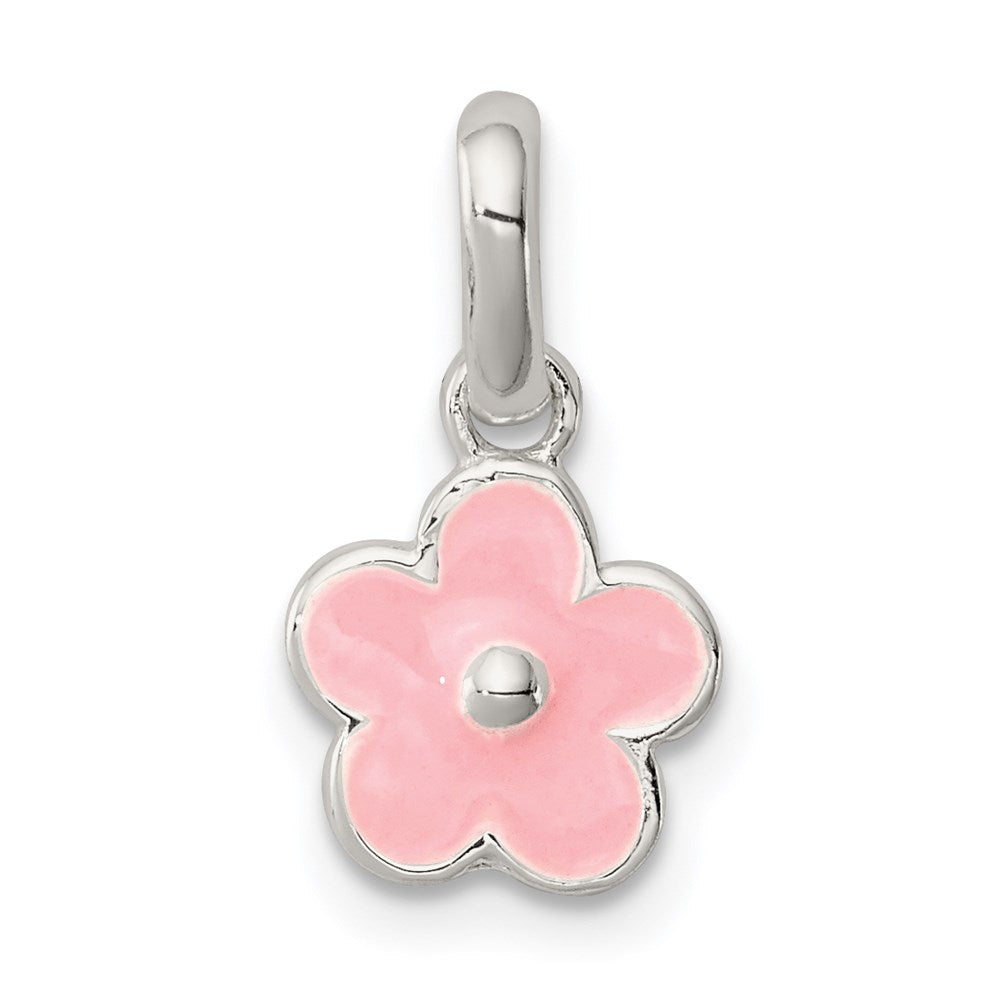Polished;Sterling silver;Dangle;Pink Enamel