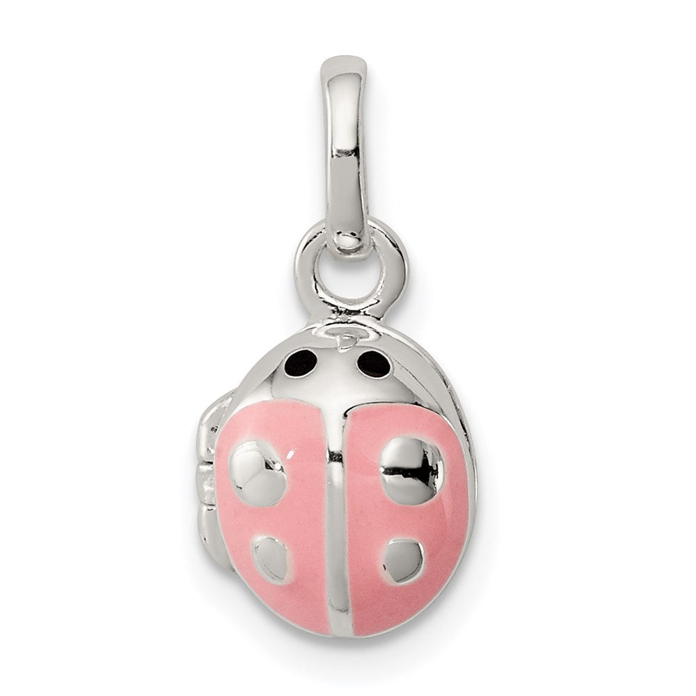 Polished;Sterling silver;Dangle;Pink Enamel