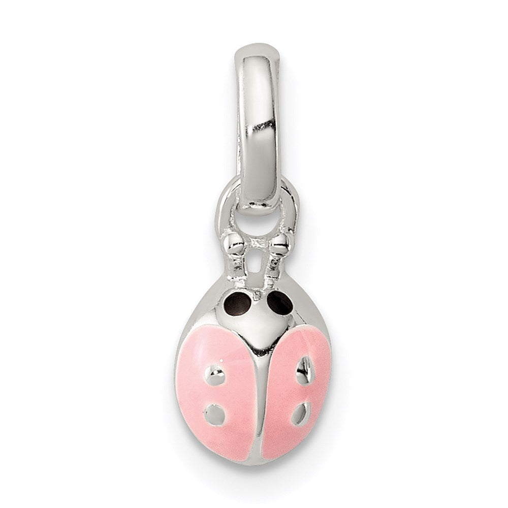 Polished;Sterling silver;Dangle;Pink Enamel