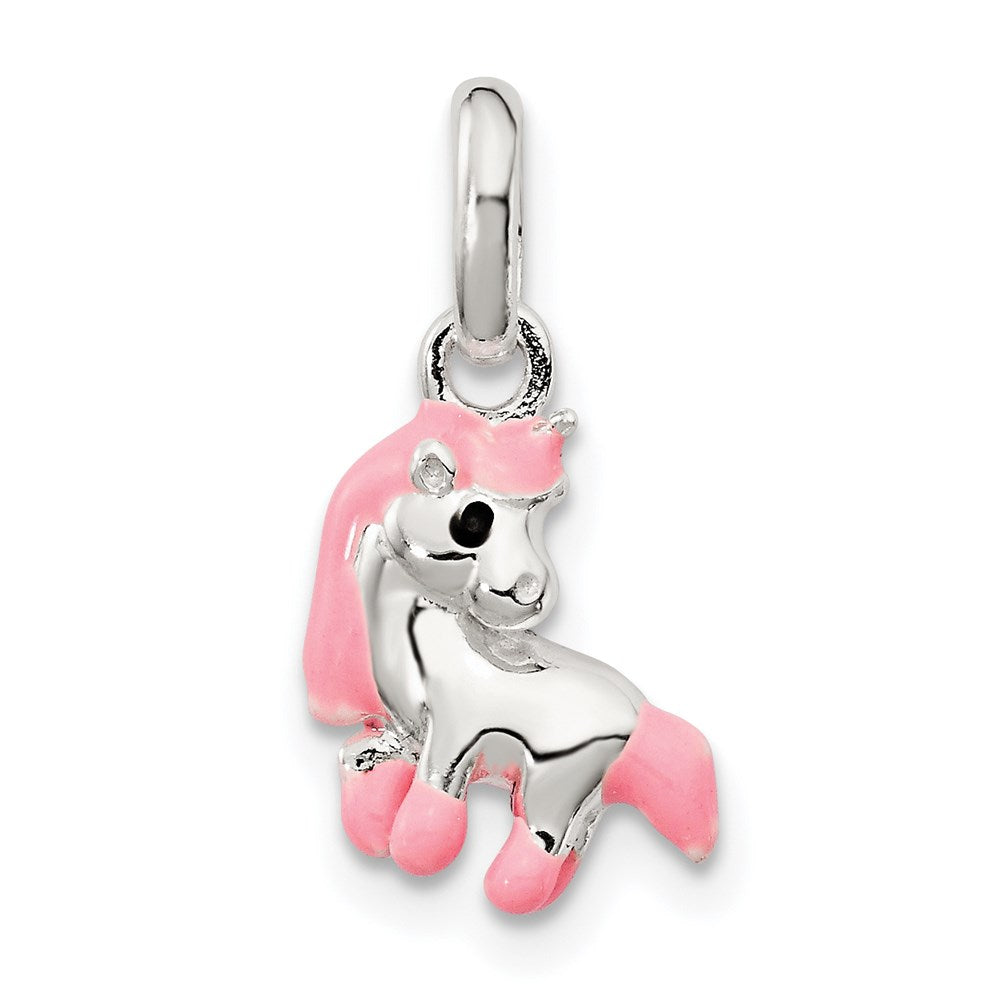 Polished;Sterling silver;Dangle;Pink Enamel