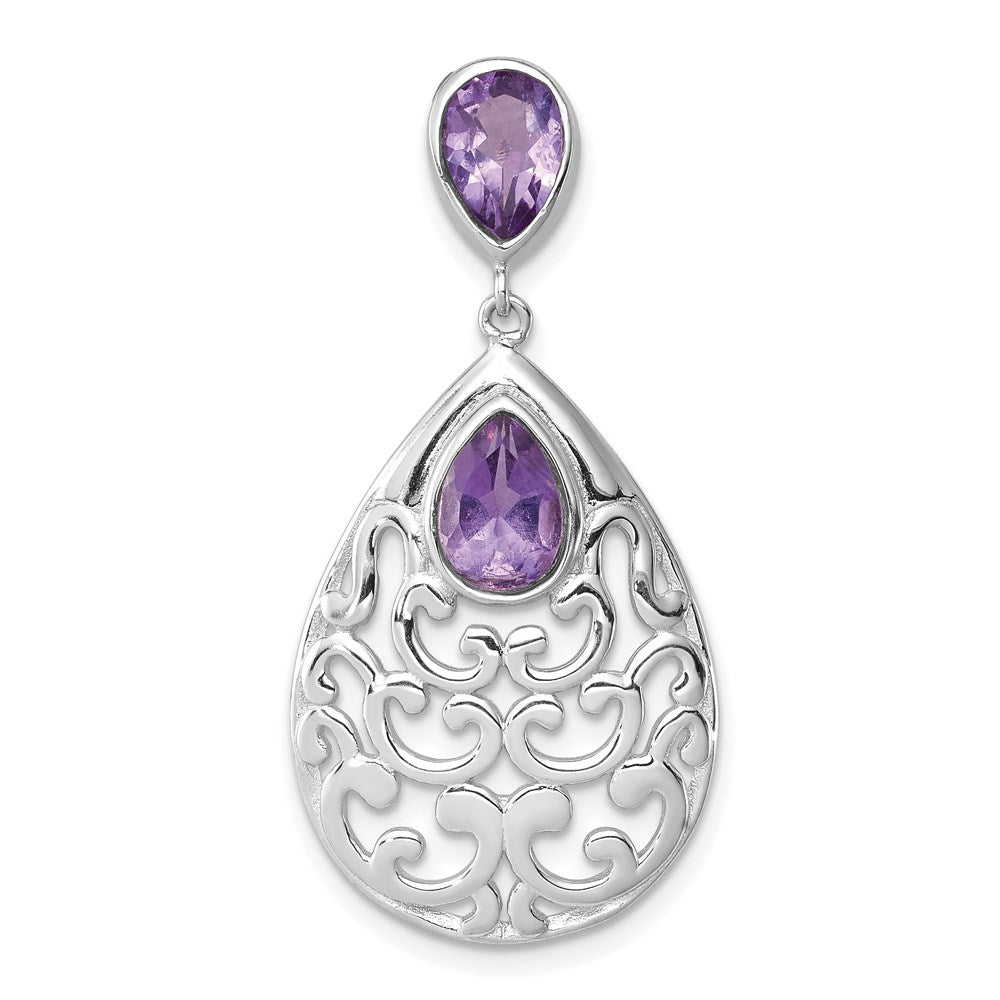 Polished;Sterling silver;Amethyst;Fits up to 2mm